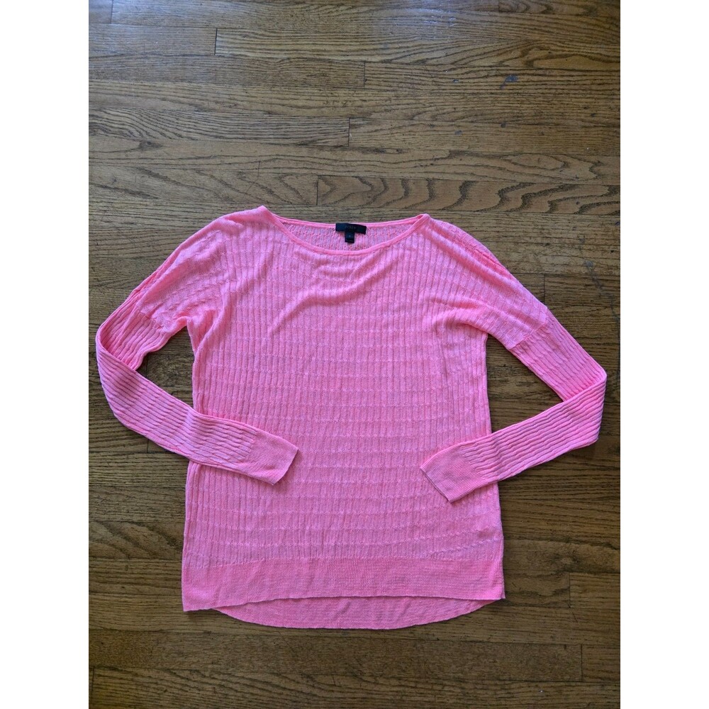 J. Crew Pink Sheer Cable Knit 100% Linen Sweater Women's Small